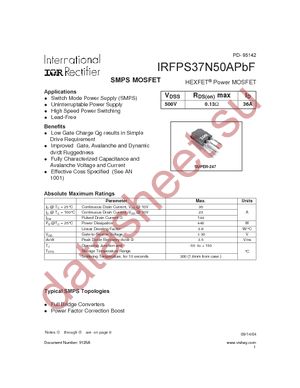 IRFPS37N50APBF datasheet  